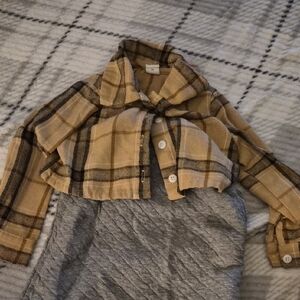 Plaid Tan and Gray Kids Shirt
